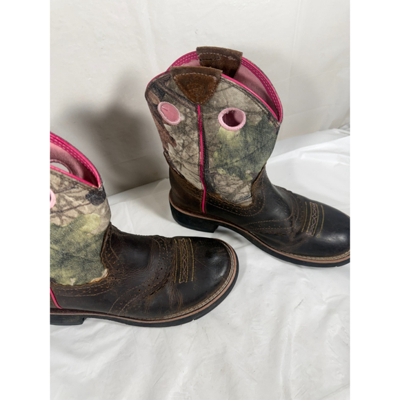 Ariat Fatbaby Western Camo Brown Leather Ranch Cowboy Boots 10006854 Womens 6B - Picture 10 of 16